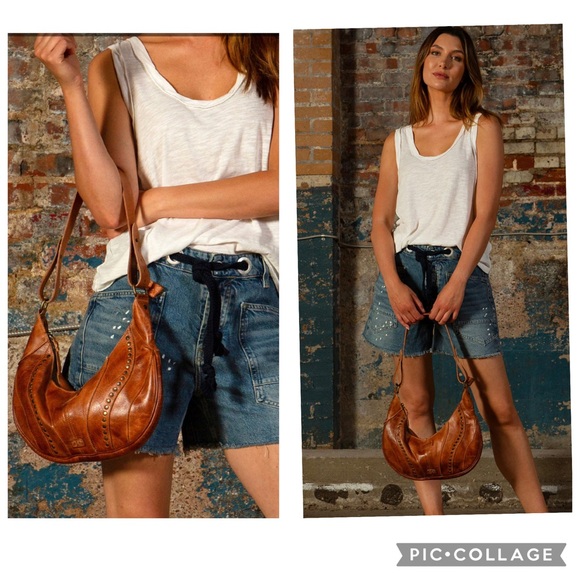 NWT Bed Stu Leather Studded Megara Shoulder Bag Hobo Tan DD MSRP $279 - Picture 12 of 12
